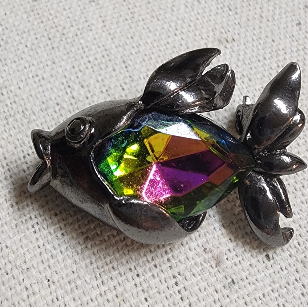 Vintage Vitrail Mystic Rhinestone Figural Angelfish Brooch